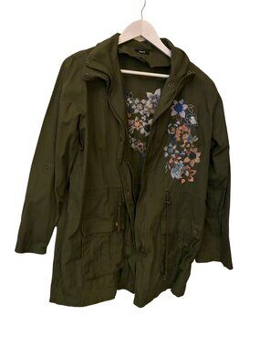 MARK Military Style Embroidered Army Green Jacket Women’s XL Floral